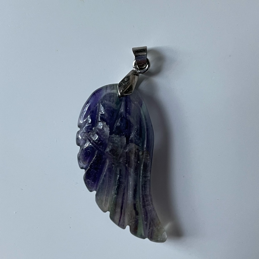 rainbow fluorite wing necklace charm